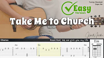 Take Me To Church (Easy Version) - Hozier | Fingerstyle Guitar | TAB + Chords + Lyrics