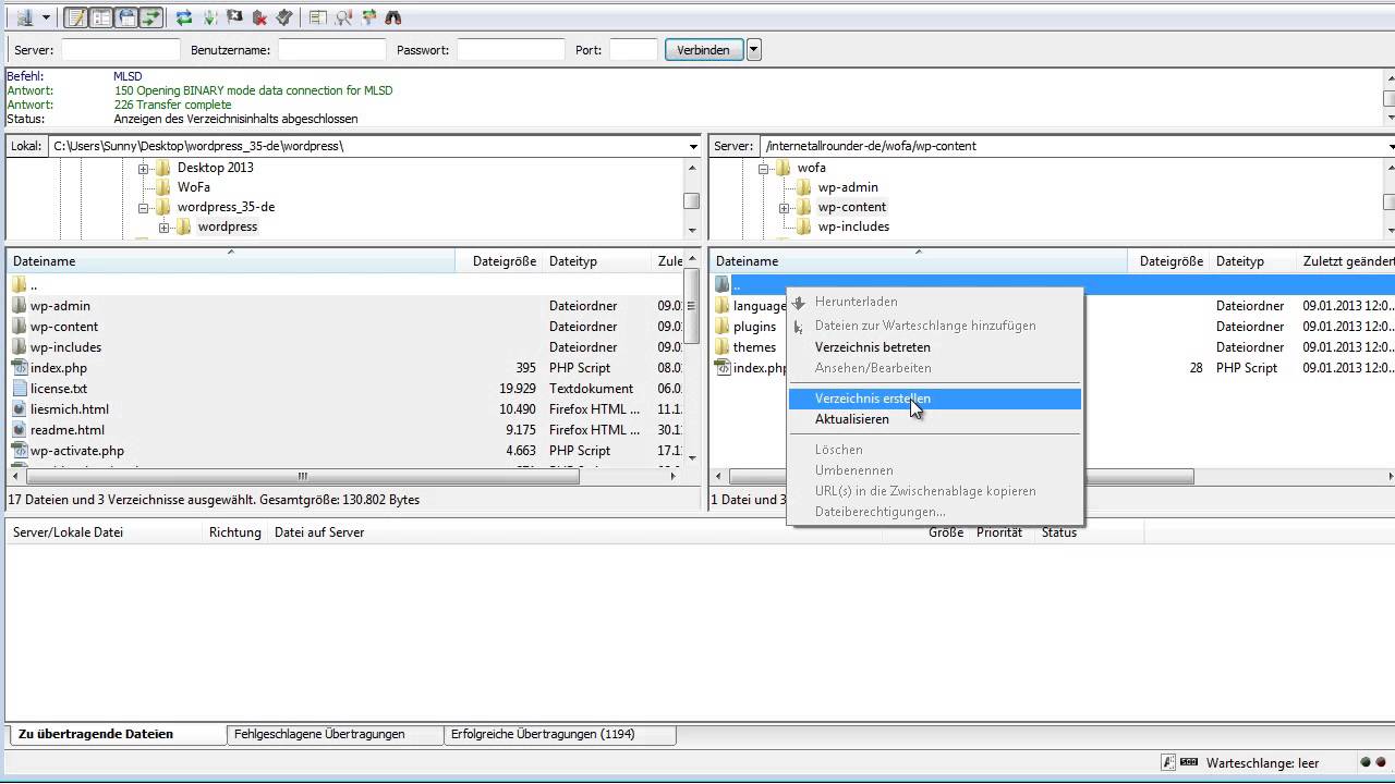 Wordpress auf Server installieren [2013] Super einfach