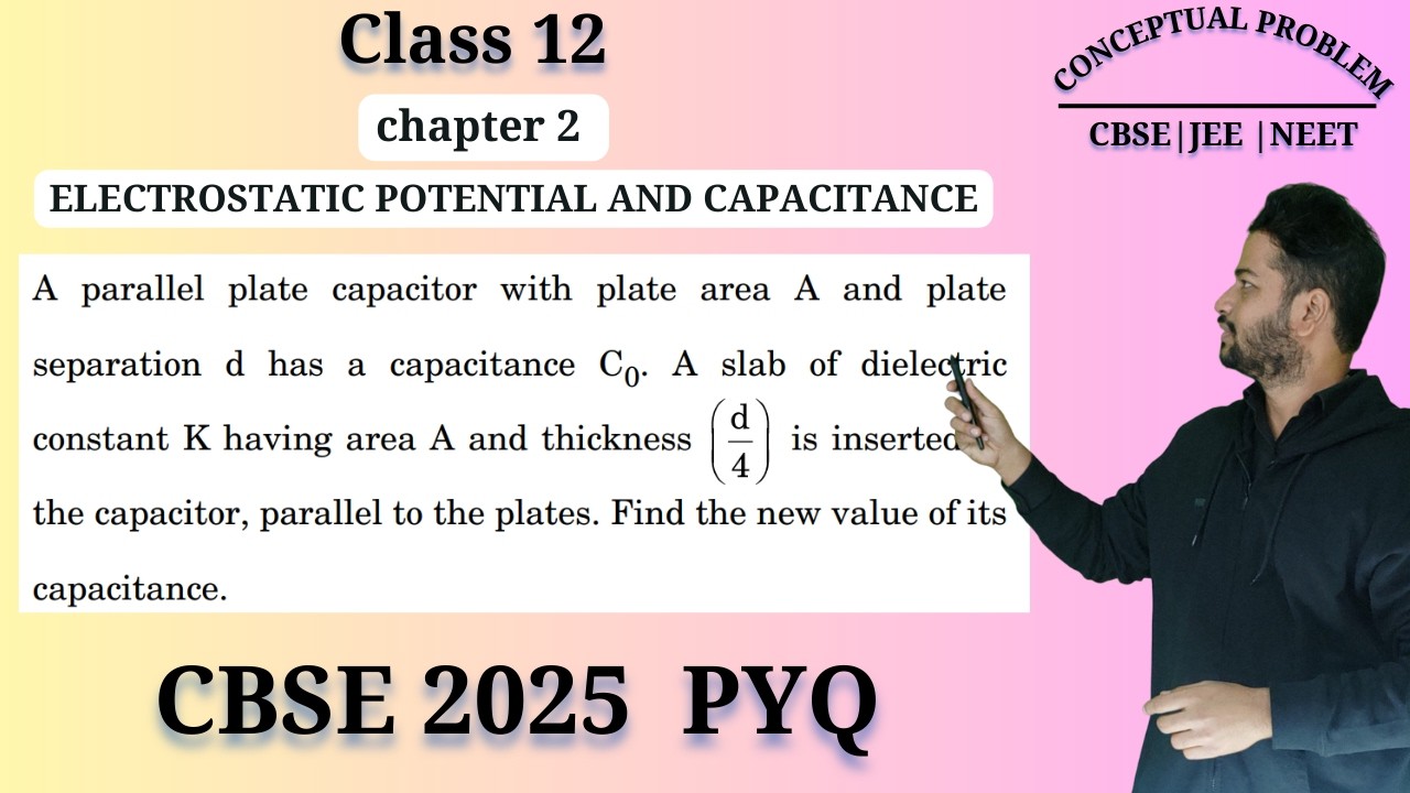 A parallel plate capacitor with plate area A and plate separation d has a capacitance 𝐶_0.