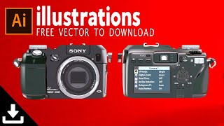 sony cybershoot dsc v3 camera Illustration in Adobe Illustrator cc | Free Vector to Download screenshot 3