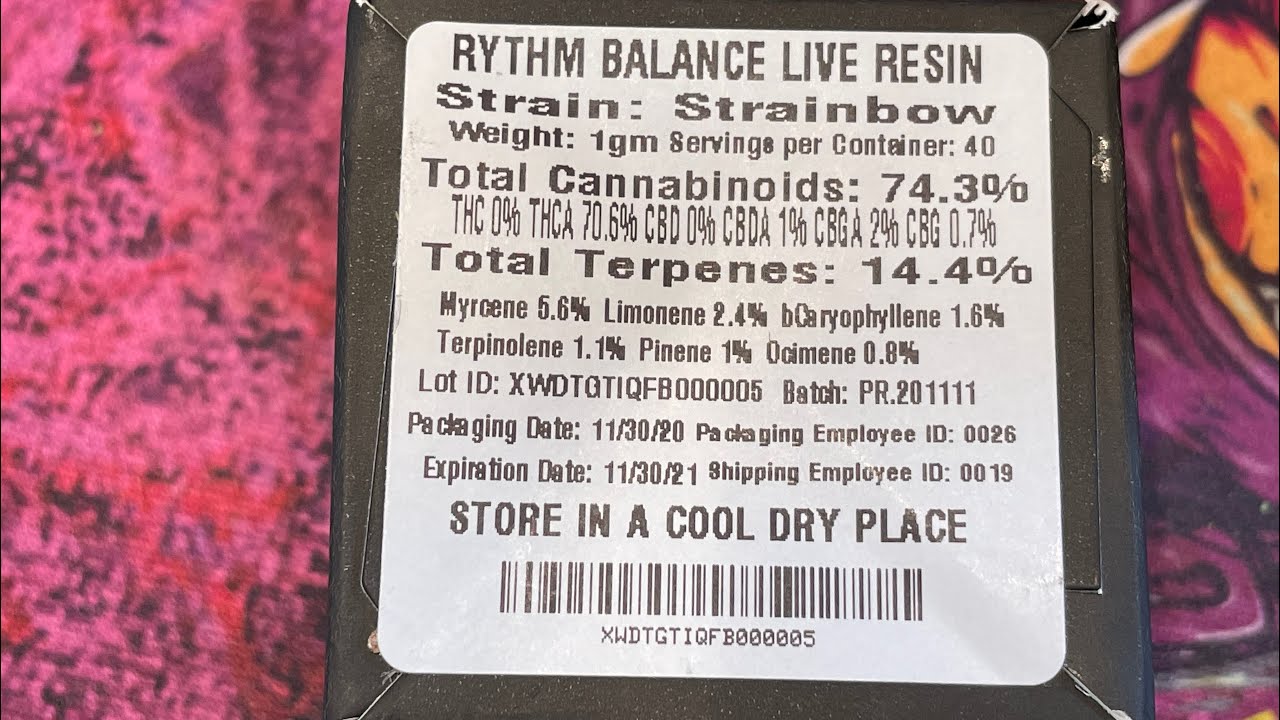 Rythm strainbow live resin 14.4% terps