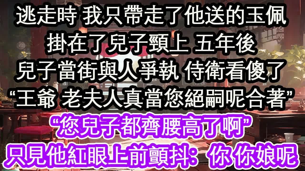 逃走時 我只帶走了他送的玉佩掛在了兒子頸上 五年後兒子當街與人爭執 侍衛看傻了“王爺 老夫人真當您絕嗣呢合著”“您兒子都齊腰高了啊”只見他紅眼上前顫抖：你 你娘呢【花開】【愛情】【生活】
