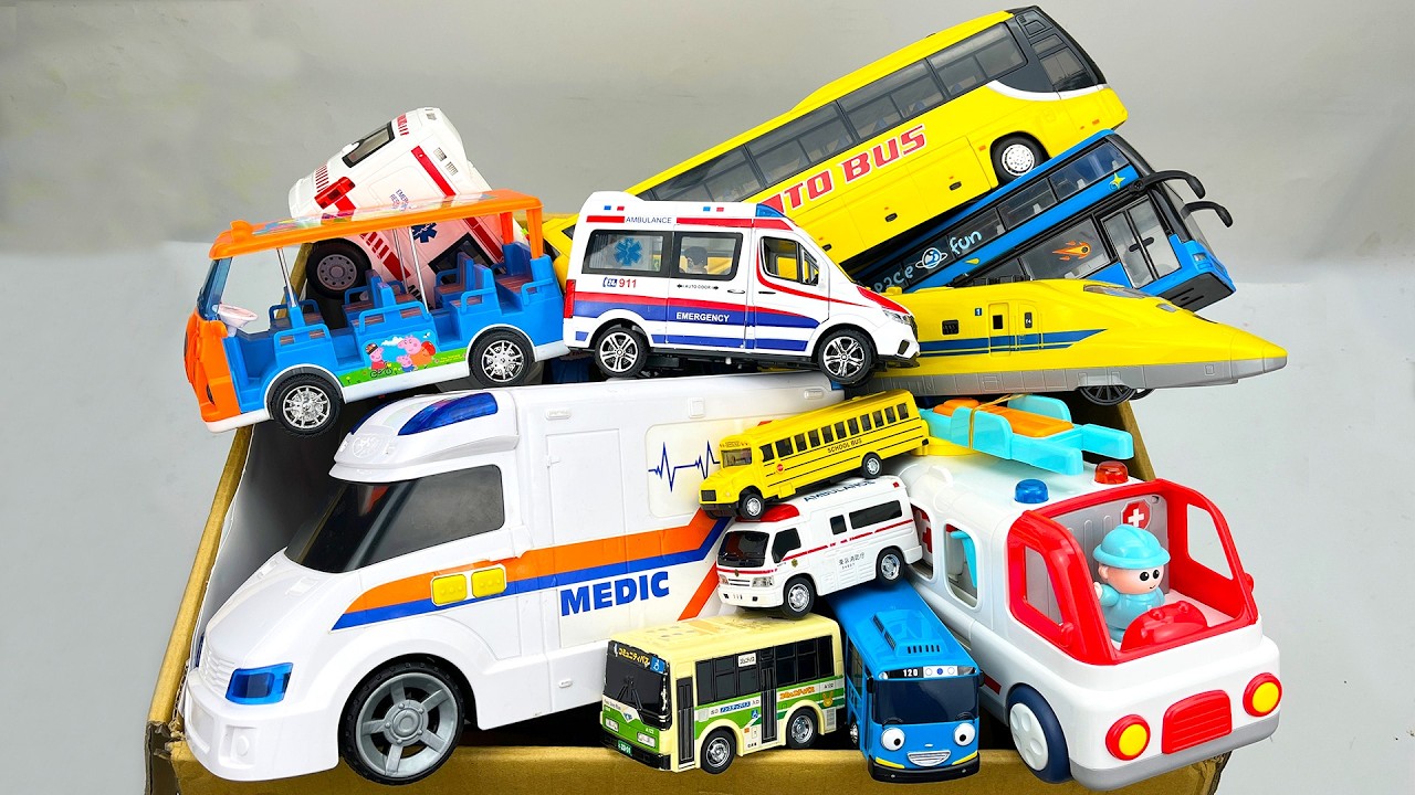 🚨ピーポー！救急車とバスがサイレン全開！坂道緊急走行テスト☆ | Wee-woo! Ambulances & Buses Sirens On! Downhill Emergency Test