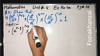 Unit#4 Ex#4a Q#7  part a&b Class Vll Maths Wise Book #foziakhanzai