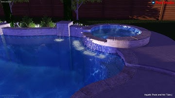 Freeform Pool Spa With Raised Beam And Water Features