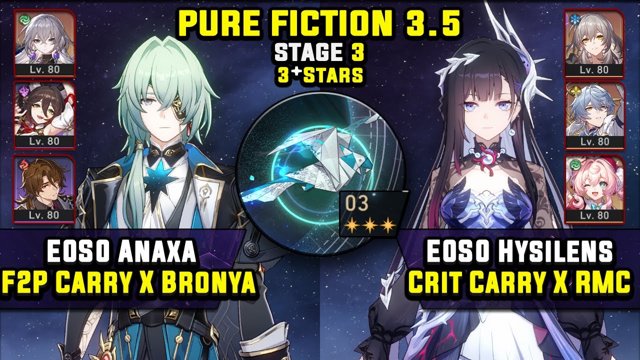 E0 Anaxa F2P Carry & E0 Hysilens Carry W/ RMC (3 Stars) Pure Fiction 3 Honkai Star Rail 3.5