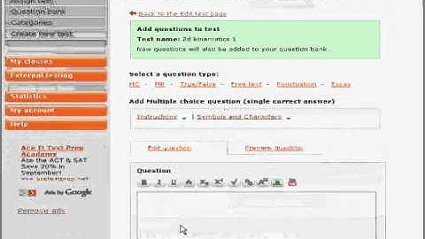Classmarker creating questions