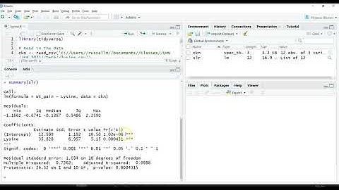 Regression on the chicken and lysine data in R