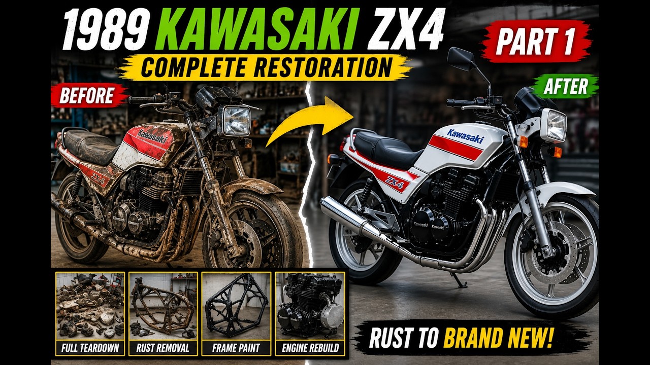 Complete Restoration of a 1989 Kawasaki ZX4 Motorcycle | Rust to