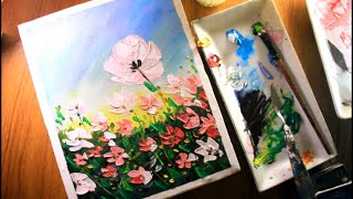 How To Paint Flowercosmos Flower Paintingflower Drawing Easynice Day