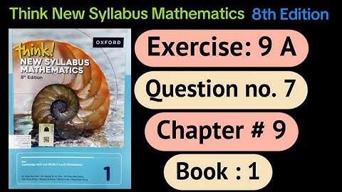 Exercise 9 A ,Question 7 | D1 8th edition |think new syllabus mathematics|ratio and rate | o level
