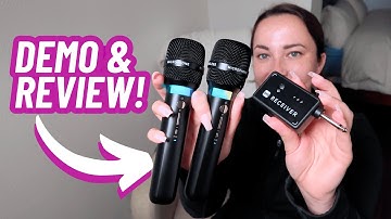 Wireless Karaoke Microphones for Amp & PA | ECHOMUSSY RGB Dual Mics, 200FT Range, 40H Battery