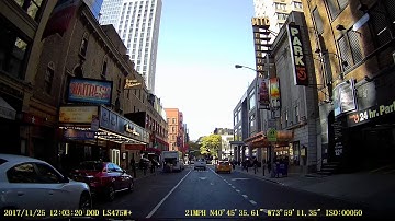 DOD LS475W+ Dash Cam Day Video New York City with Circular Polarizer fully deployed/full dark