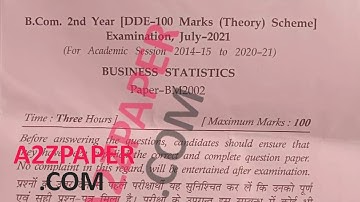 Mdu BCom DDE 2nd Year Business Statistics  Question Paper 2021