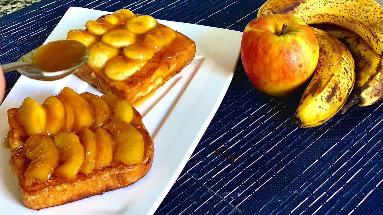 Pain perdu au pomme et au banane فطور راقي وشهي من الدرجة الأولى مثل المطاعم و الفنادق الكبرى