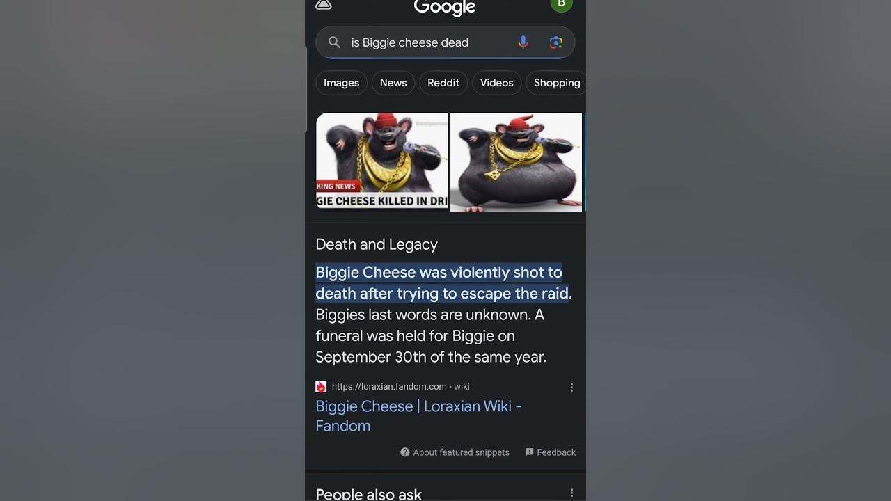 Biggie cheese died 😞 YouTube