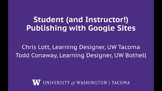 Student (and Instructor!) Publishing with Google Sites (with Todd Conaway)