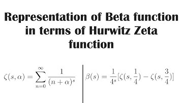 Representation of beta function in terms of Hurwitz Zeta function