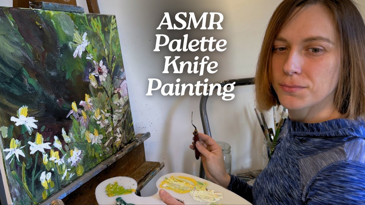 ASMR Palette Knife Painting Wildflowers | Impressionism | No Talking