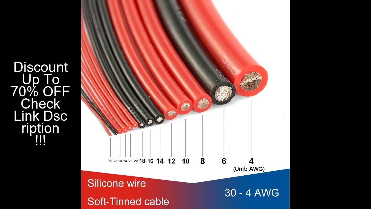 Silicone Car Auto Battery Copper Electric Cable 4 8 10 14 16 24 30 Awg Gauge Solar Panel Flexible El