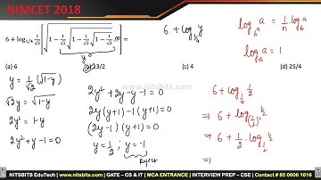 #6 - NIMCET 2018 | Previous Year NIMCET Question Paper Solution | NITsbits NIMCET Coaching in Delhi