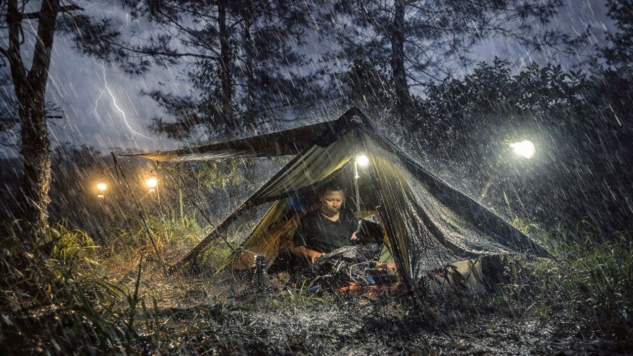 Бури Становятся Всё Сильнее‼️ Соло Кемпинг под Ливнем в Горах с Уютным Костром и Туманом
