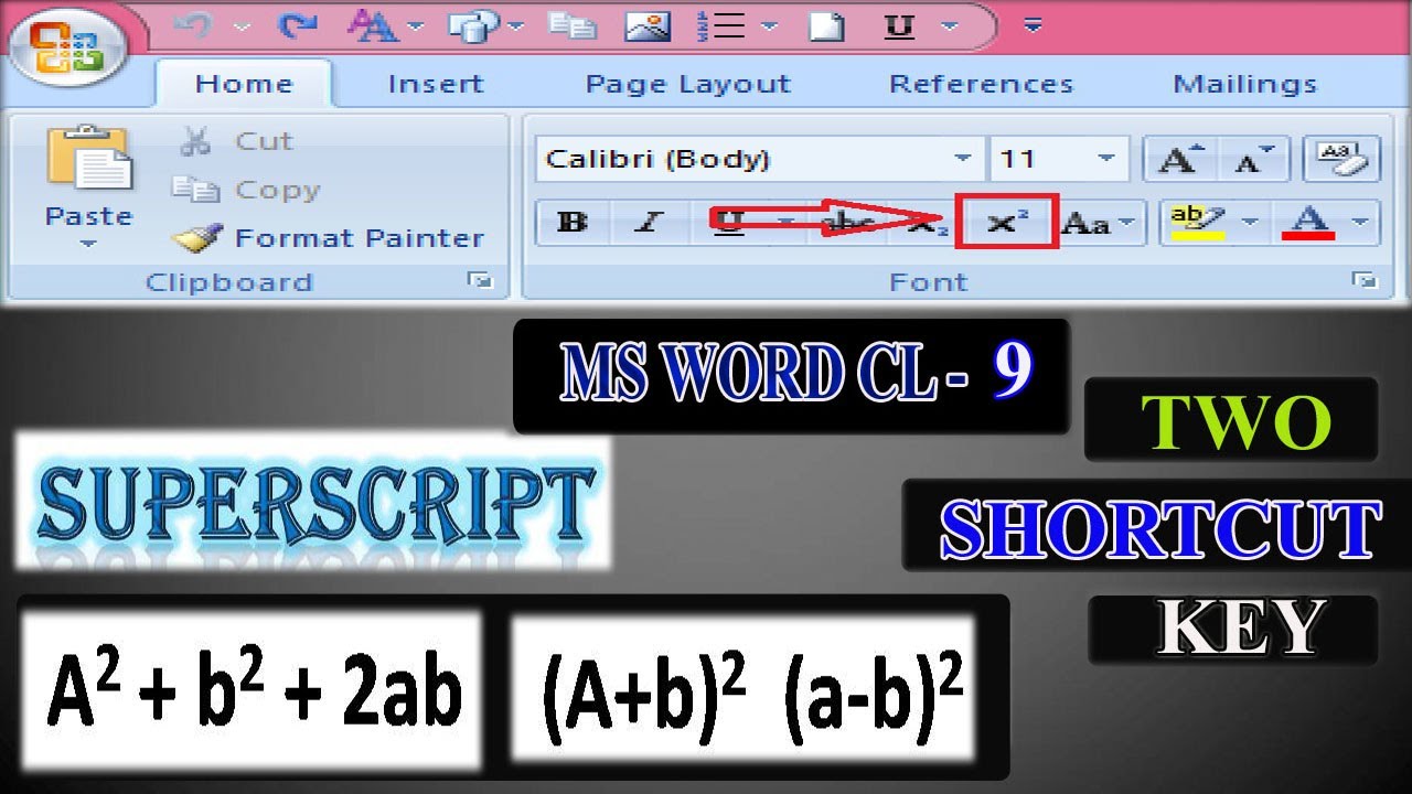 SUPERSCRIPT IN MS WORD |SHORTCUT KEY|PUT SUPERSCRIPT IN WORD|INSERT ...