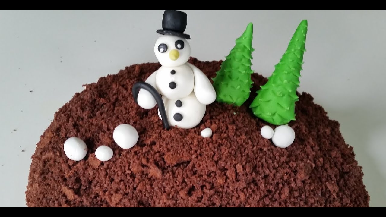 Fondant Schneemann - Schneemannkuchen / Gum Paste Snowman - winter cake ...