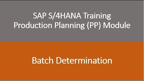 Video 51 - SAP S/4 HANA Production Planning (PP) module training - Batch Determination.