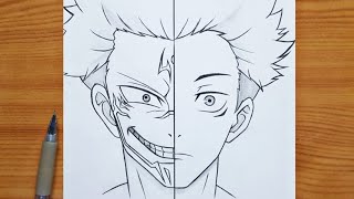 How to draw Sukuna and Itadori | Itadori vs Sukuna step by step | Japanese anime drawing tutorial