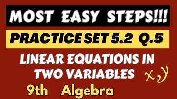 Practice Set 5.2 Q.5 | #linearequationsintwovariables #class9 #algebra #linearequations #math #ssc