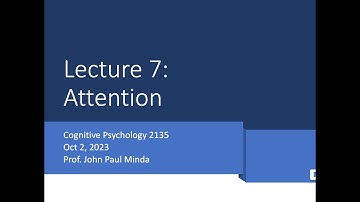 Cognitive Psychology (2135A), 2023 Lecture 7: Attention