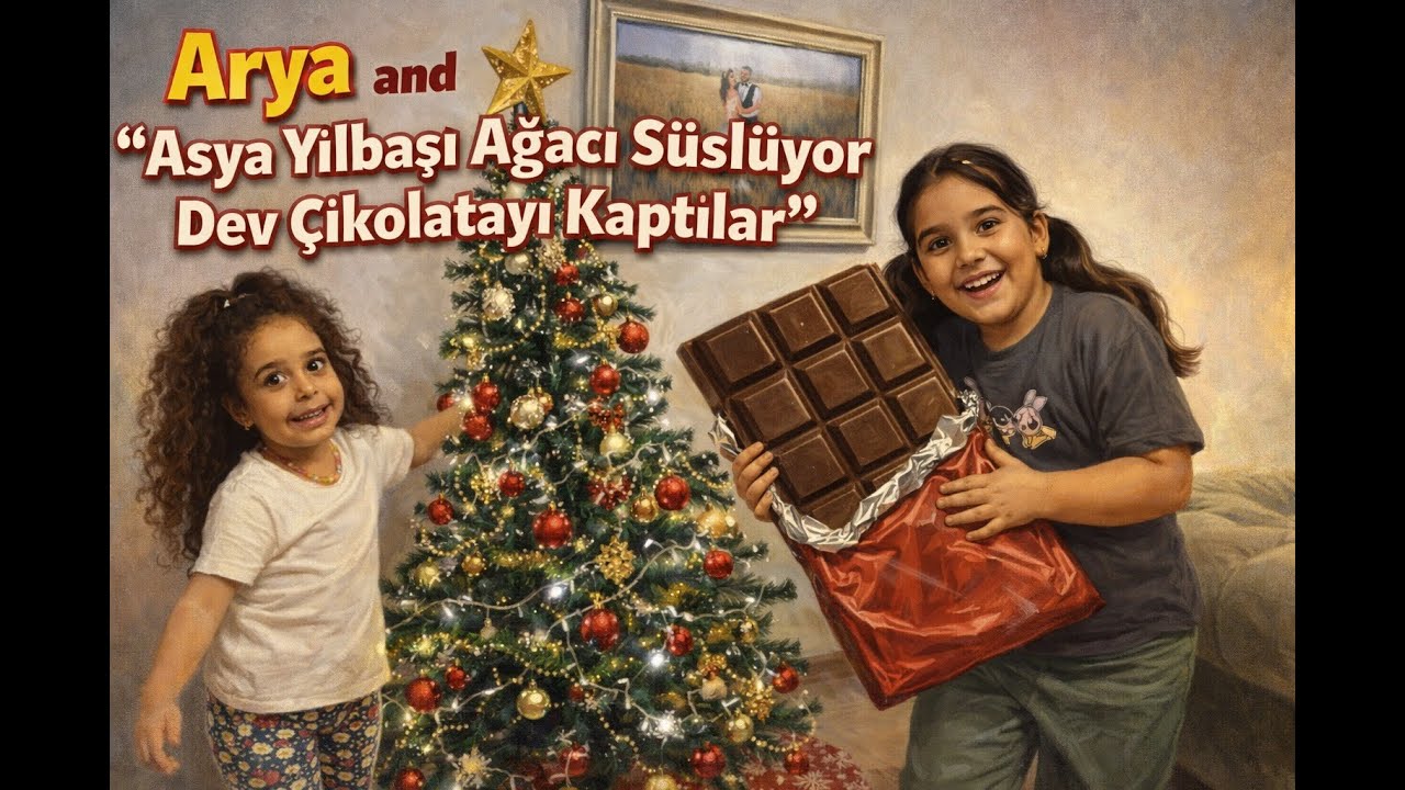 Arya and Asya Yılbaşı Ağacı Süslerken Dev Çikolatayı Kaptılar 🎄🍫 | Aile & Eğlence