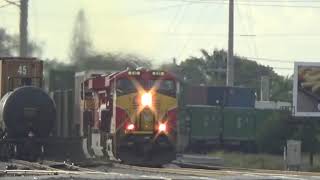 THREE FEC Freight Trains - FEC 121-06 - 210-07 - 109-07 - 12/7/18 - MP 295