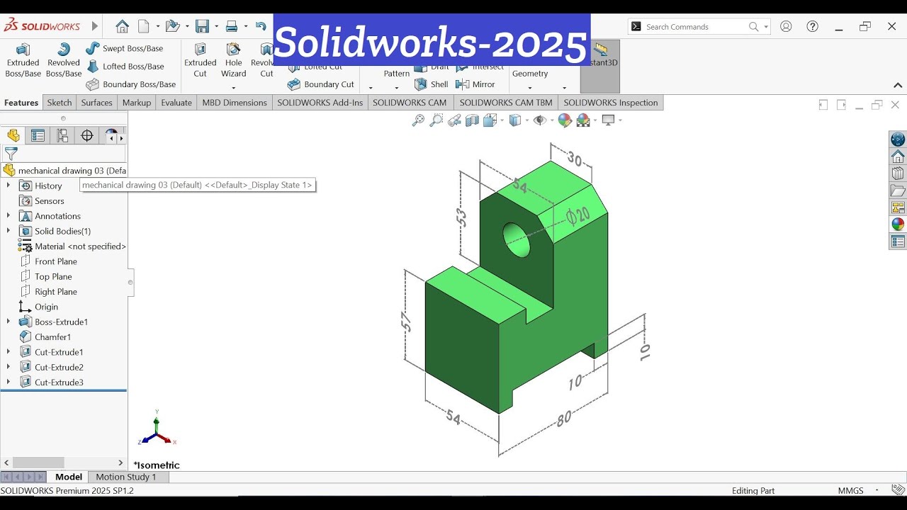 How to Make Mechanical Drawing in SolidWorks 2025 | Exercise-03 | Full ...