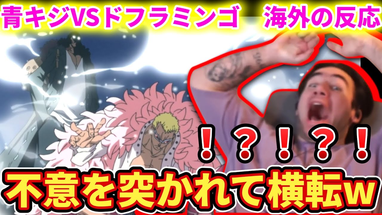 【青キジVSドフラミンゴ】突然の登場に横転しかけるニコラスニキww【海外の反応】