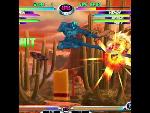 MvC2 Dhalsim 7 launches full stage wall carry unfly infinite 55% combo