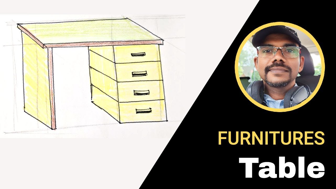 how to draw classroom table? ( Classroom objects - Step by step drawing ...