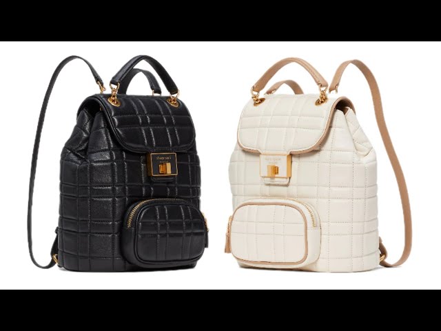 Kate Spade evelyn quilted small backpack. Color black, ivory 