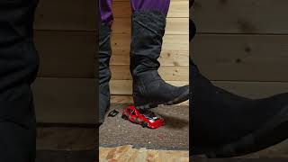 Model Car Crushed With Boots