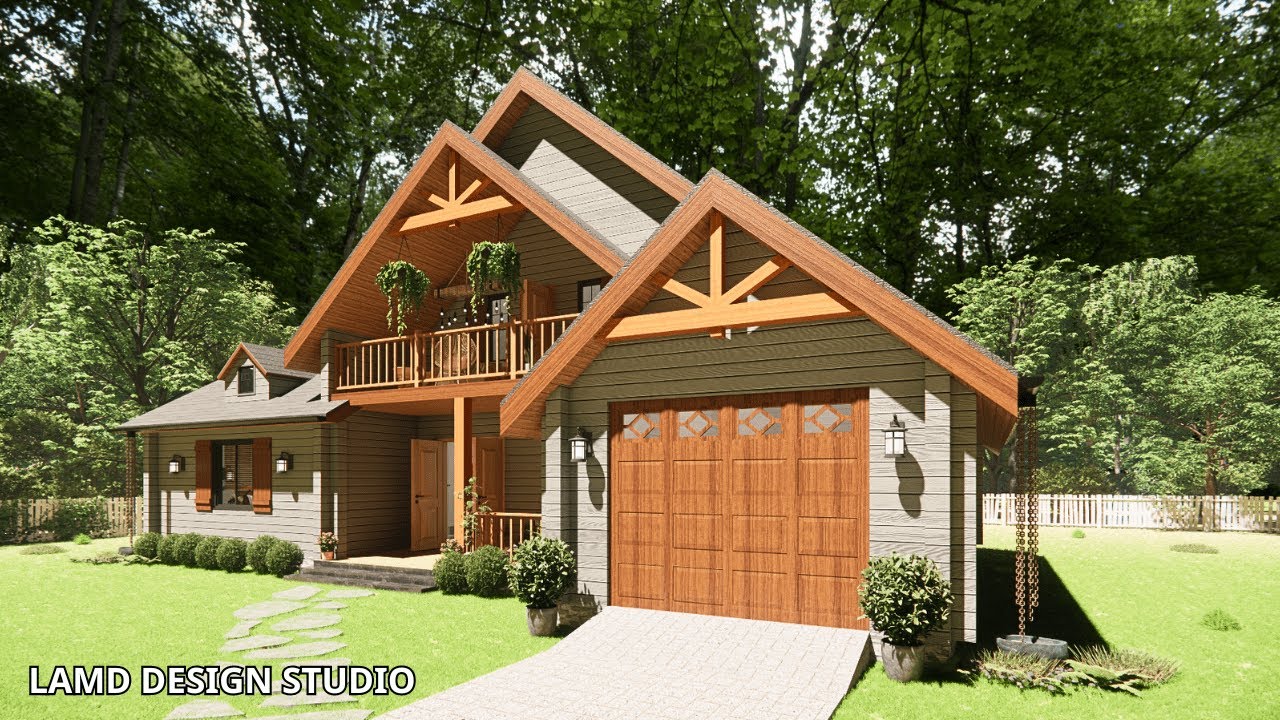 45'x42' (14x13m) Wooden House With 3 Bedrooms + 1 Garage | Cozy & Charming