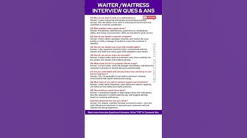 Waiter Interview Questions and Answers | Waitress Interview Questions and Answers