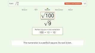 Simplify sqrt - Square Root of a Fraction Tiger Algebra Solver