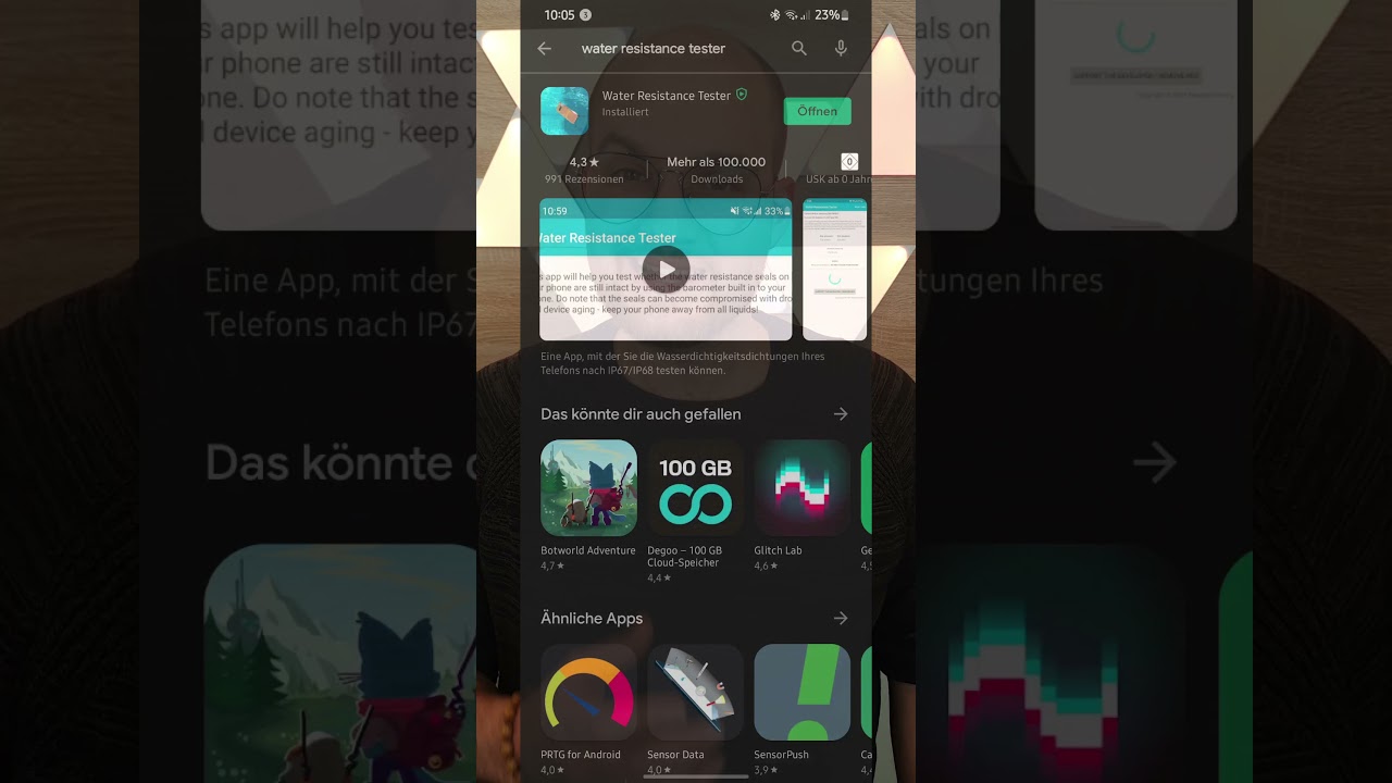 Teste den Wasserschutz deines Handys