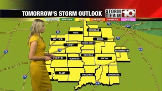 Saturday Evening: Scattered storms, then mostly cloudy. low: 67
