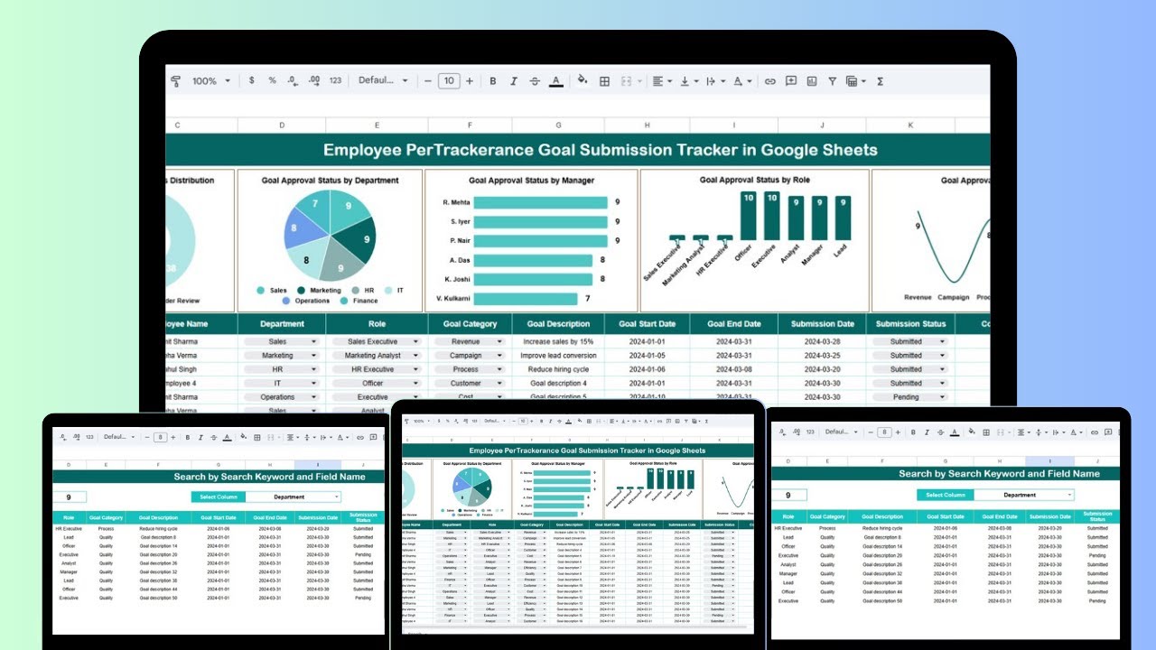 Employee PerTrackerance Goal Submission Tracker in Google Sheets
