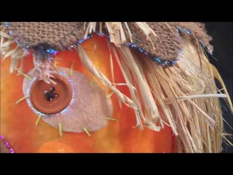 Gemmy Scarecrow Jack O Lantern Pumpkin Halloween Fiber Optic Light ...