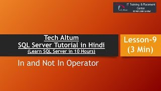 In Operator in SQL | Not In in SQL |  SQL Server Tutorial in Hindi | Lesson - 9