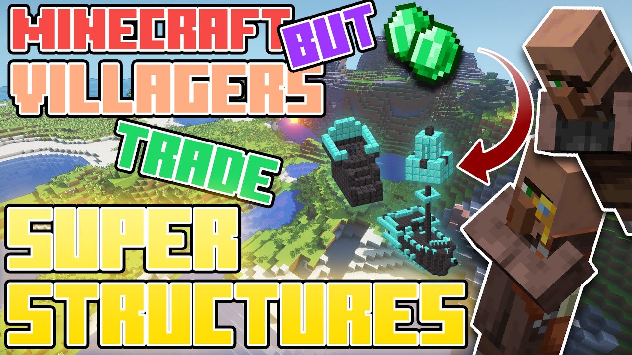 Minecraft, But Villagers Trade Super Structures!! Bedrock Edition (download available) YouTube