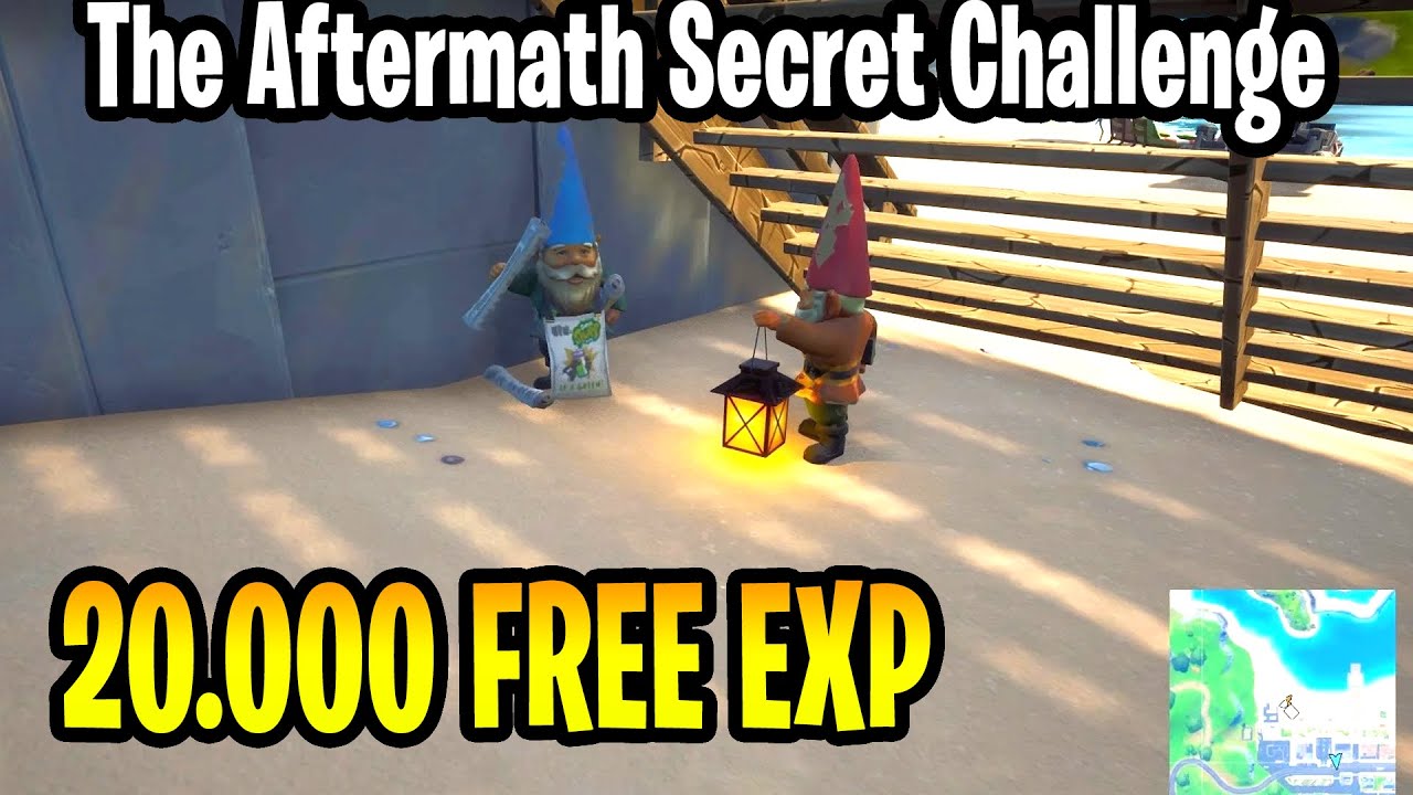 The Aftermath Gnome Location (Secret 20.000 EXP Challenge) - Fortnite Battle Royale